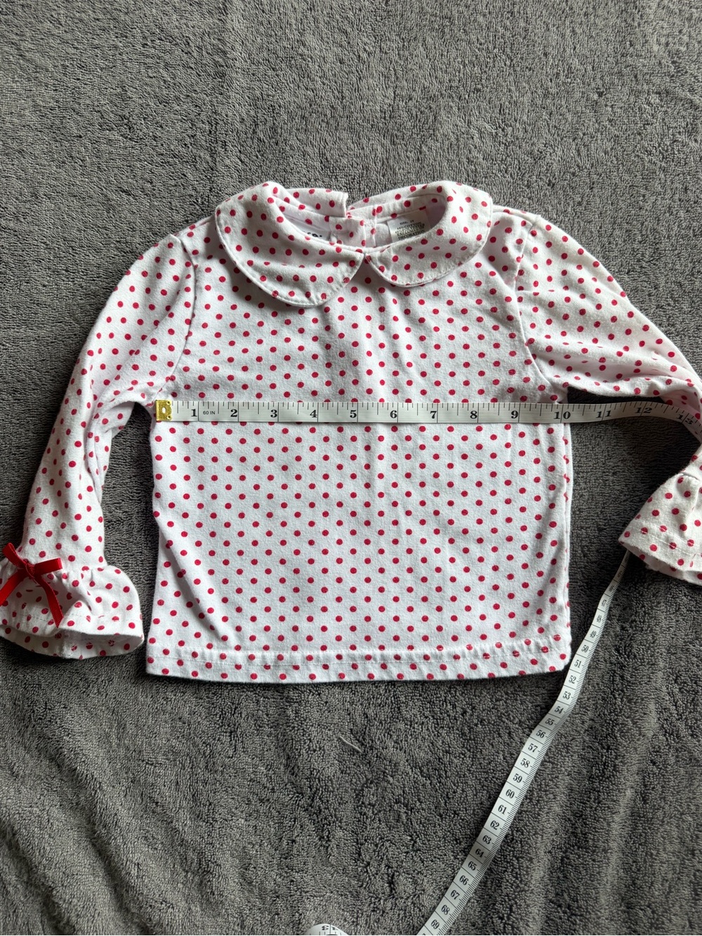 ❤️ Girls White with Red Polka Dots Shirt with Bows - Picture 4 of 8